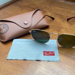 RAYBAN RB3548N HEXAGONAL Unisex Sunglasses Gold green lens G -15 Lens 51-21  145
